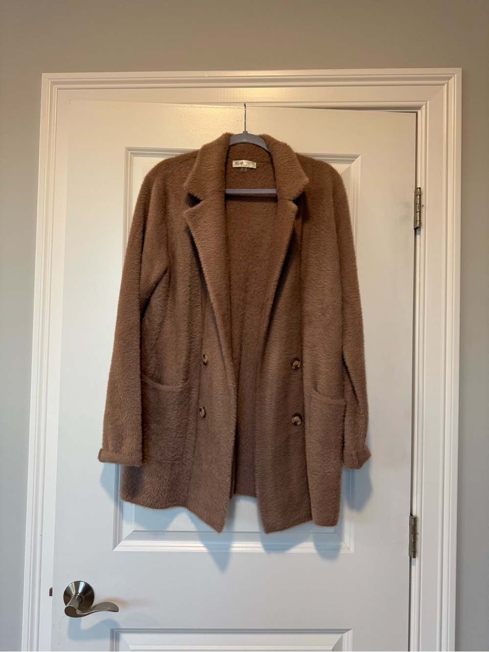 Cozy Teddy Double-Breasted Jacket in Brown